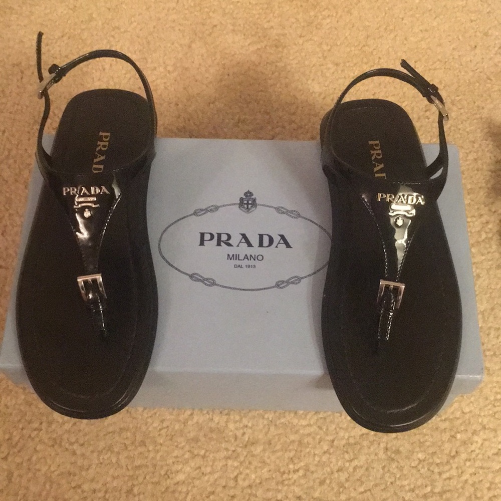 Brand new Prada thong Sandals size 6 black.
